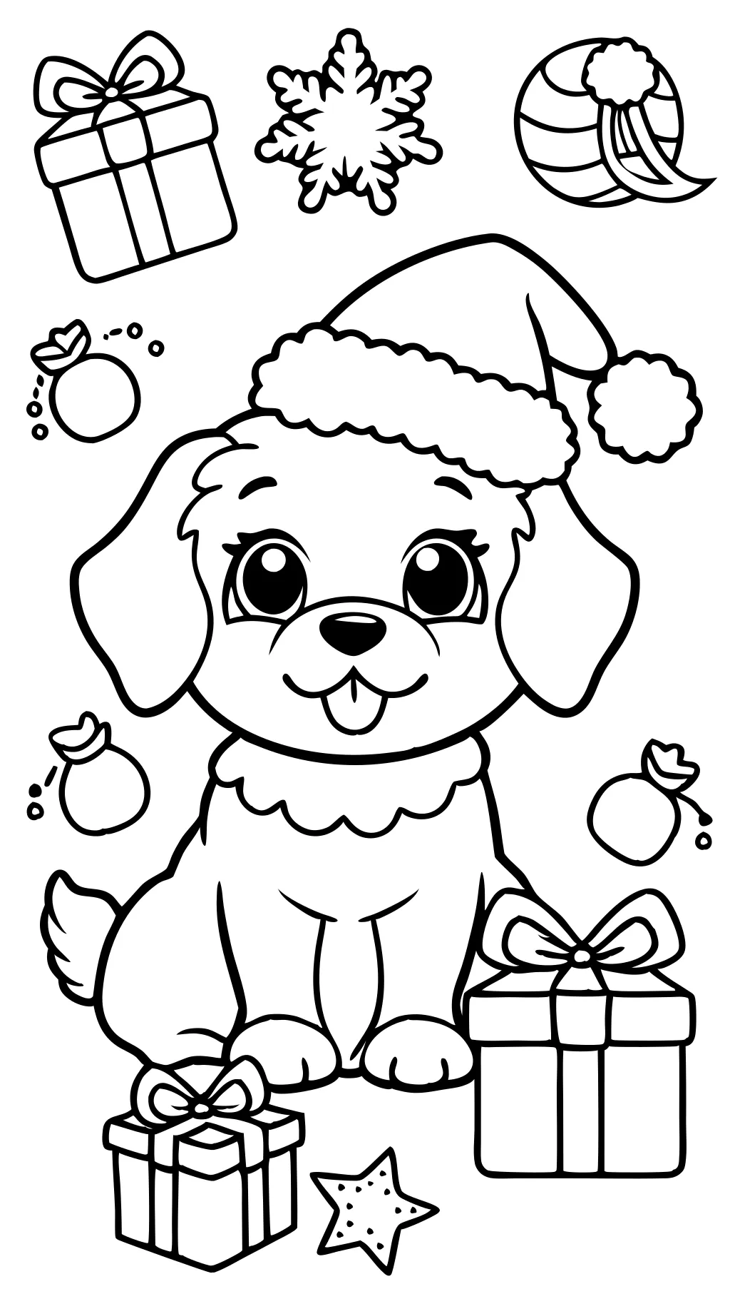 páginas para colorear de navidad de cachorro